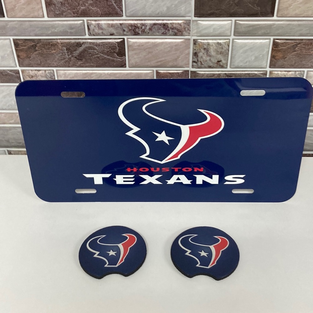 Huston Texans License Plate With Cup Holder Inserts